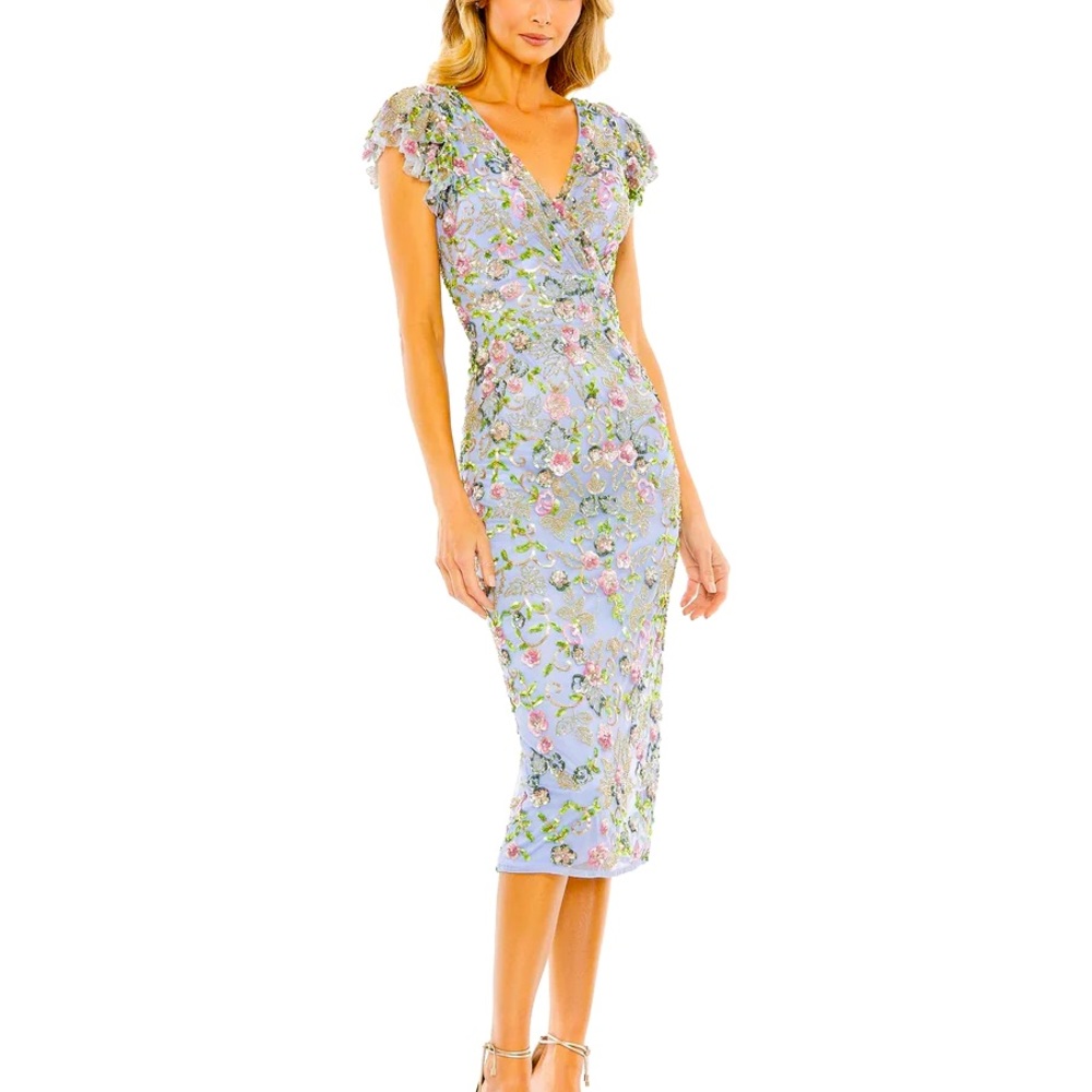 Mac Duggal new with tag blue floral sequin dress gown